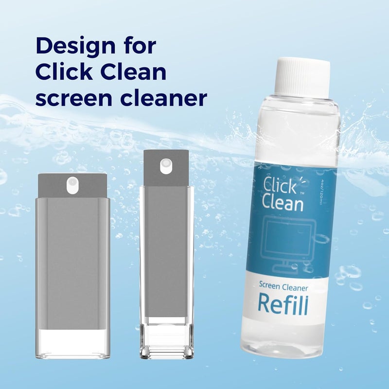 CLICK CLEAN Screen Cleaner Refill Kits - 4 oz Cleaner Refill and 1 Microfiber Cloth(7.8 x 7.8in), 1 Mini Refill Funnel + 1 Sprayer - Specially Designed for Cleaning Products - Image 5